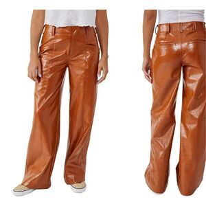 Free People Star Crossed Lovers patent leather straight leg pants size 6 NWT